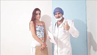 Unfaithful wife cheating on spouse with gynecologist during exam, and cuckold in the expecting room!