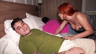 The little floozy Celeste Alba shares a daybed with a pair of stepbrothers.