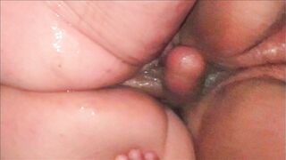 Hidden bang in the kitchen, in the early hours of the morning. Water ran down her legs.