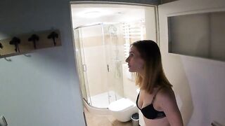 Sexy and hawt angel showing U around the apartment for sale with in nature's garb butt