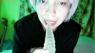 Riot Angel Split Tongue Givin a Sloppy Oral-sex With Sex toy