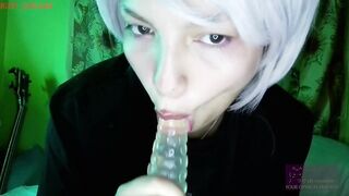 Riot Angel Split Tongue Givin a Sloppy Oral-sex With Sex toy