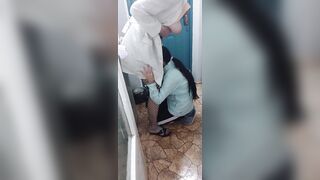 I enticed a nurse with large breasts and licked her snatch