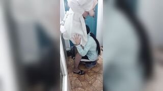 I enticed a nurse with large breasts and licked her snatch