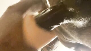 Large ebony rod pumping taut white pocket snatch