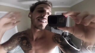 Masturbation in front of the mirror POV, foot fetish, Chris Diamond with a large jizz flow on my abs.