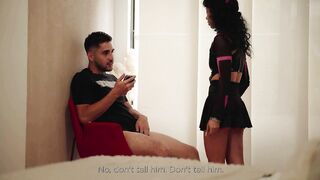 Discovers her stepbro masturbating and assists him