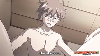 Manga teen screws concupiscent redhead and landlord