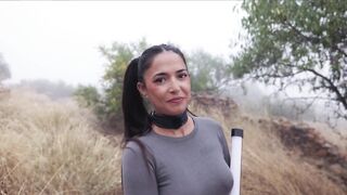 Charming Spanish female-dominator gets booty punished and bound up for piddle play by an olive grove