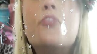 Horny Blonde Tongue Spit Tease