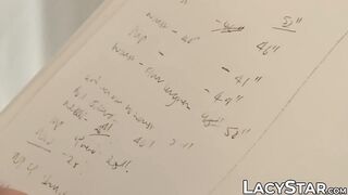 Young lady examined by mature temptress before threesome