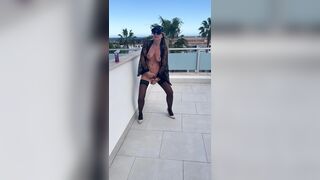 Sexwife masturbates on the veranda