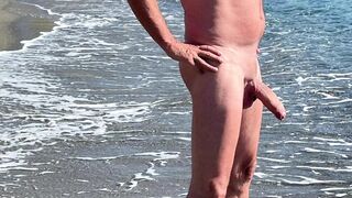 Twat in the wave pool by the sea