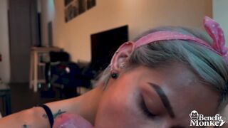 Latin chick cutie sucks my jock hard and rim my booty