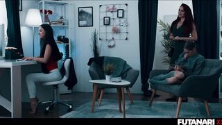 Futanari Lesbo Stepsisters - T-girl Transsexual Screws & Creampies Nerdy Golden-haired Angel