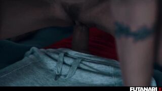 Futanari Lesbo Stepsisters - T-girl Transsexual Screws & Creampies Nerdy Golden-haired Angel