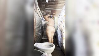 I shower in the public restroom and I touch myself during the time that showering.