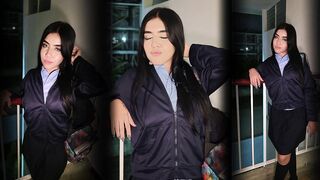 I discover my neighbour in her school uniform outside her abode