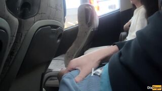 Got Hard Wang On Public Bus And Brunette hair Helped Me Cum