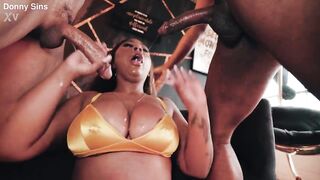 CURVY BLACK AVERY JANE GETS ALL HER HOLES RUINED IN HARDCORE DAP & double penetration