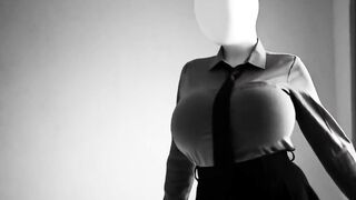 A mysterious large-bootied woman rides a sex tool