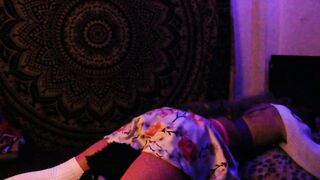 Sexy femboy looks to please herself with her jumping pillows