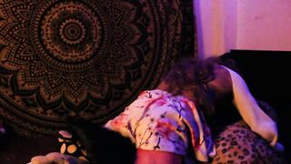 Sexy femboy looks to please herself with her jumping pillows