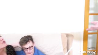 OldNanny - Golden-haired Granny Seduction With 2 Youthful Boyz Trio