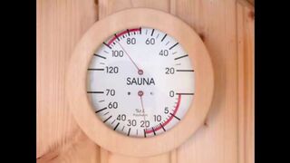 Foiled old cuckold hubby cum made eating in sauna!