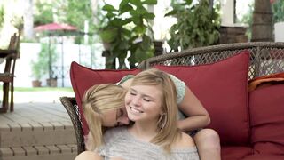 Stepsisters Kate England and Melissa May eat every others' vaginas