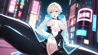Oriental Netrunner Gets Banged In Neon Town