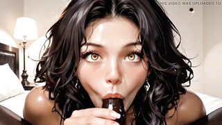 HOT BRUNETTE HAIR SUCKING WEENIE RICH IN DAYBED GENERATED BY AI