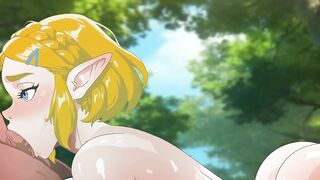 ZELDA LASTLY SUCKS AND SCREWS LINK'S GIANT WEENIE WITH HER FLAWLESS BUTT. ZELDA ANIME ANIMATION