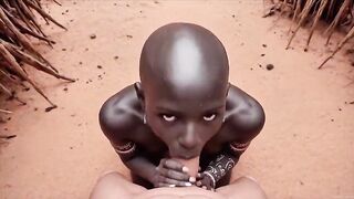 My Tour to Wakanda: Tribal Honeys Try White Wang 1st Time (Interracial AI Movie scene)