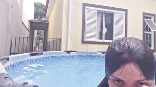 Your exposed neighbour showing off in the pool.