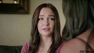 When Reagan's stepdaughter tells her stepmom that babe wishes to learn about anal-act of love, this babe grabs a belt-on. But then her stepbro and stepdad walk in. Well..