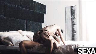 Cute angel rides her studly lover to an intensive creampie climax