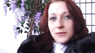 Redhead honey gets doggystyled at the casting in POV