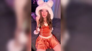 Christmas Trans Cutie Jerks and Cums Using a Fleshlight Quickshot