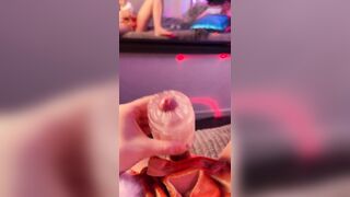 Christmas Trans Cutie Jerks and Cums Using a Fleshlight Quickshot