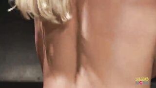 Sliding on the pole tremendously excites the blond mother i'd like to fuck. With craving in her eyes, that babe gets off stage and grabs the dude who has been staring at her, in hopes that this chab will use her as this guy pleases.