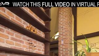 Solo cutie, Sarah Kay,uses a large sex tool,in VR.