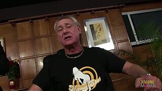 No thing can seal a business deal like hardcore trio sex with a obscene older secretary. The elderly boss knows it. So when his business partner arrives, this guy invites his hot secretary to join 'em.