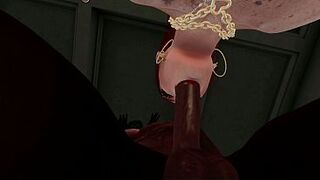 Second Life Ebony stud bangs white woman in her abode