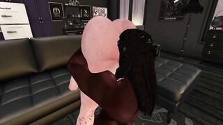 Second Life Ebony stud bangs white woman in her abode