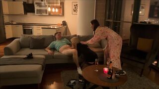 Surprise for spouse, wife brings a hot blond for him to bang