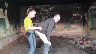 Anastasia Mastix outdoor abandoned building horror pegging
