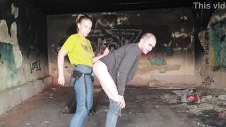 Anastasia Mastix outdoor abandoned building horror pegging