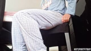 HOTSPORTFITBOY Large Weenie Striptease: Hawt Pajama Disrobe to Chair Jerk Off Spunk fountain