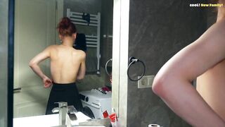 During the time that the Parents Are Not at Home, 2 Nude Stepsisters, in Soaked Lesbo Sex Underneath the Jets of a Sexy Shower!